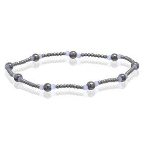 Light Blue Magnetic Hematite Anklet, Beaded Gemstone Anklet Stretchable